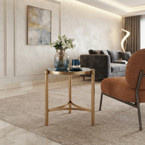 Ultra-Modern Gold Metal Side Table with Black Glass Top and Minimalist Curved Tripod Base